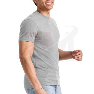 Plain Design 95% Cotton 5% Elastane Crew Neck Short Sleeves <b>Fit</b> Men's Tee <b>Shirt</b> Black <b>Muscle</b> <b>Fit</b> Crew Neck <b>t</b> <b>Shirts</b> For Unisex - Product Image 5