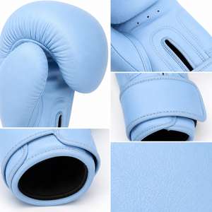 Gants de boxe bleu clair avec rembourrage confortable pour les entraînements rapides sur sac de frappe, les sparring, la pratique du fitness et les exercices en salle de sport. - Product Image 3