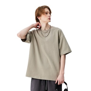 เสื้อยืดคอกลมสีดำคุณภาพสูง 100% ผ้าฝ้ายออร์แกนิคทรงโอเวอร์ไซส์ ปักโลโก้ตามสั่ง สำหรับผู้ชาย ขายส่ง - Product Image 1