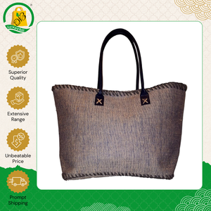 Fabricant leader vendant des sacs de shopping en jute écologiques de haute qualité avec une poignée en ruban de cuir noir pour femmes - Product Image 2