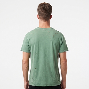 Camiseta de Moda para Hombre, Estilo Desgastado, Algodón Personalizado, Corte Regular, Lavado Vintage, Ropa Casual de Manga Corta, Estilo Urbano - Product Image 6