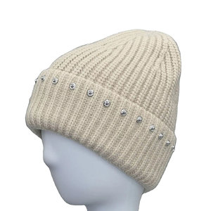 High Quality Winter Unisex Solid Color Knitted Beanie <b>Cap</b> Customized Design With Rhinestone Decoration Acrylic Beanie <b>Caps</b> - Product Image 3