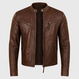 Leather Cafe Racer Motorcycle <b>Jacket</b>, Handmade Slim Fit Biker Coat, Genuine Leather Rider Outerwear, Vintage <b>Racing</b> Style Gift - Product Image 3