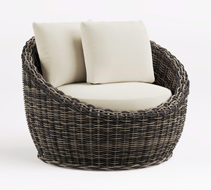 Black Rattan <b>Lounge</b> <b>Chair</b> With Cushions Elegant Woven Accent <b>Chair</b> Modern Boho Indoor Outdoor Seating Furniture OEM ODM - Product Image 2