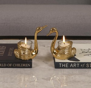 Decorative Swan Candle <b>Holder</b> Set – Metal <b>Tealight</b> <b>Holders</b> for Home Decor, Wedding Table & Gift Set - Product Image 4
