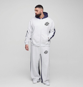 Men Jogger Sets Two Piece Set <b>Patchwork</b> Zip up Puff Track Nylon <b>Jacket</b> and Track Pants Custom Nylon Tracksuit Men - Product Image 1