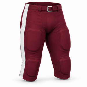 Ensemble d'uniformes de football américain 12 panneaux bordeaux et blanc avec rembourrage et panneaux latéraux intégrés - Product Image 5