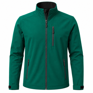 Veste en polaire noire pour homme avec empiècements gris, col montant, fermeture éclair, coupe-vent, vêtement d'extérieur décontracté pour l'automne - Product Image 5
