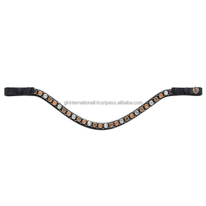 Diadema de Cuero para Caballo con Cristales Personalizados en Forma de Ola, Diseño Exclusivo, Pedrería Brillante, para Brida Inglesa - Product Image 3