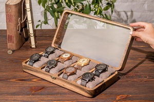 Caja de Madera de Nogal para Relojes con Organizador de 10 Ranuras y Tapa de Vidrio para Joyas y Relojes - Regalo del Día del Padre para Papá - Product Image 3