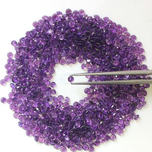 Ametista púrpura natural facetada de corte redondo, piedra preciosa suelta de 2.5 mm, cuentas de amatista calibradas para la fabricación de joyas, collares y anillos. - Product Image 6