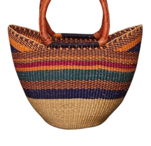 Multicolor Seagrass <b>Handbags</b> Leather Handle Woven Straw Tote Bag Fashion Women <b>Summer</b> Beach Purse OEM ODM - Product Image 2