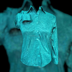 Chemise de spectacle western pour femme sur mesure, noire avec imprimé tribal turquoise et fermeture éclair sur le devant, vêtements d'équitation et de rodéo - Product Image 1