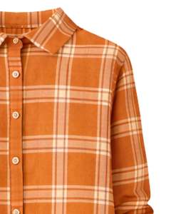 Vestido Camisero a Cuadros Color Naranja Óxido para Mujer, Personalizado, Manga Larga, Cierre de Botones, Corte Holgado Informal, Tejido de Algodón, con Bolsillos, para Uso Diario - Product Image 5