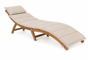Silla de Playa Plegable Ergonómica de Madera de Acacia Resistente a la Intemperie, Tumbona con Cojín de Algodón, Diseño Moderno, Uso en Hoteles y Exteriores, Madera Maciza - Product Image 4