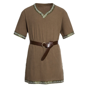 New Style Vintage Men s Clothing Cotton Polyester <b>Medieval</b> Tunic <b>Shirts</b> Short Sleeve Cosplay Costume Tops - Product Image 1