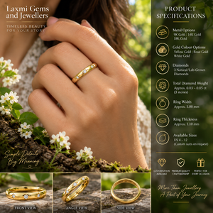 Bague en or jaune 14 carats à trois pierres en diamant naturel taille brillant certifiée HRD, plaquée rhodium, tendance, pour soirée, clarté VS1 - Product Image 3