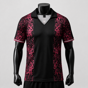 Maillot de football personnalisé pour homme, noir et rose, sublimation, uniforme d'équipe, fabricant de vêtements de sport OEM ODM, marque privée - Product Image 1