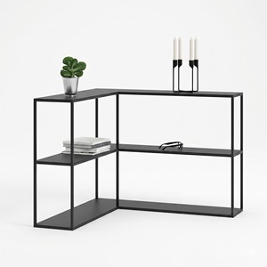 Estantería Metálica Moderna en Forma de L, Estante de Almacenamiento de Esquina de Hierro Industrial, Mueble de Exhibición Minimalista para Sala de Estar - Product Image 2
