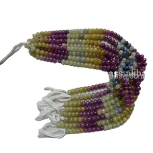 الياقوت مايكرو الأوجه Rondelle هيشي فاصل Beads16 بوصة كاملة ستراند (متعدد الألوان) بلورات حجارة الشفاء