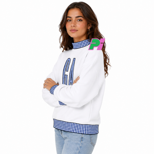 Sweat-shirt à col montant Georgia State avec lettrage et bordures à carreaux, sweat-shirt personnalisé à col montant GA, vêtement d'hiver - Product Image 2