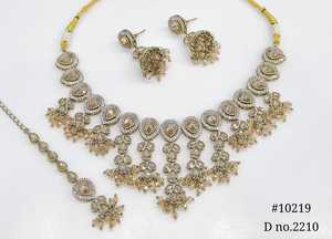 Bijoux Mehendi sert 10219, collier Polki Kundan, bijoux aspect émeraude, bijoux de mariée pakistanais pour mariage, fête, femmes. - Product Image 6
