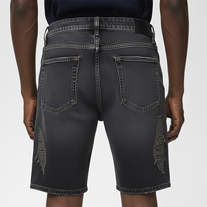 2025 New Arrived Fashionable Ripped Off Stone Washed Denim <b>Jean</b> Jorts <b>High</b> Quality Streetwear Knee Length Summer <b>Shorts</b> - Product Image 3