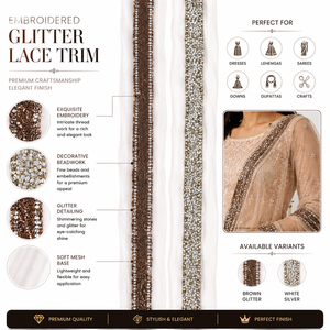 Cinta de encaje bordada con cuentas de primera calidad, encaje de malla con purpurina para accesorios de moda nupcial y manualidades - Product Image 6