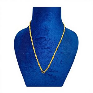 Chaîne en or massif 22 carats, texture complexe, maillons tressés, fermoir en S, bijoux indiens traditionnels pour hommes et femmes, usage quotidien. - Product Image 1