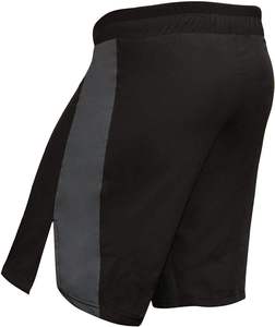 Shorts de sport noirs pour hommes avec bande latérale grise, taille élastique, séchage rapide, longueur Bermuda, matière Spandex Polyester - Product Image 2