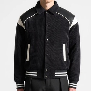 Chaqueta Varsity de Alta Calidad para Hombre con Cuello Alto, Mangas de Cuero Original, Cuerpo de Cuero Vacuno y Lana, Cómoda para el Invierno - Product Image 1