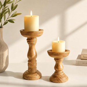 Porte-bougies en bois faits à la main, décoration naturelle pour la maison, centre de table, support pour bougies chauffe-plat, activités religieuses de Noël, décoratif - Product Image 2