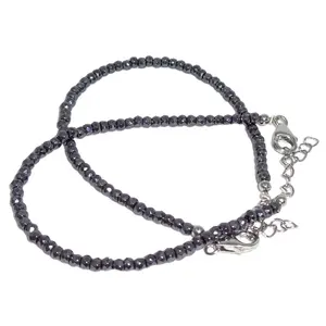 Braccialetti di perline di ematite con chiusura in argento chiusura a moschettone pietra preziosa naturale gioielli gioielli prezzo all'ingrosso fabbricazione fatta a mano