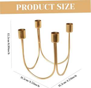 Porte-bougies coniques à 4 bras, bougeoir doré en métal, porte-bougie pour cheminée, centre de table - Product Image 3