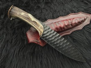 Cuchillo utilitario Drop Point con hoja de acero de espalda recta, grosor de 0.5mm, longitud total de 6.7in, mango de asta de ciervo, garantía de 3 años - Product Image 2