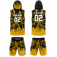 Seragam Flag Football SINEWY SPORTS Hitam Emas Tanpa Lengan, Set Hoodie Bernapas Cepat Kering, Jersey Tim Depan yang Dapat Dipersonalisasi, Celana Pendek