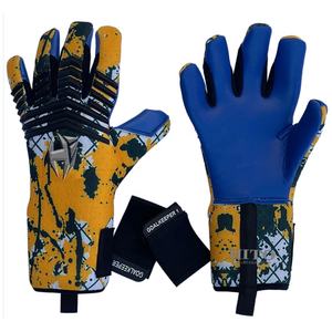 Guantes de portero profesionales personalizables, palma delantera de látex alemán de 4 mm, impresión por sublimación en el dorso y inyección de goma. - Product Image 1