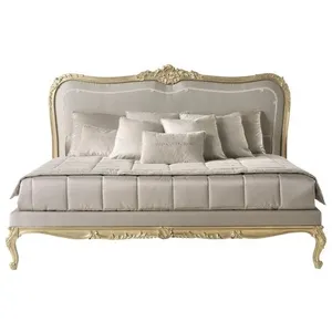 New Bed Frame <b>Wooden</b> Furniture With Carving Handmade <b>Gold</b> <b>Painted</b> for Bedroom and Hotel Rooms Projects - Product Image 1