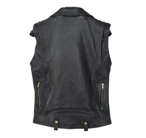 Chalecos de cuero clásico para hombre, chalecos de motorista de cuero de buena calidad, chaleco de cuero de calidad hecho en Pakistán - Product Image 5