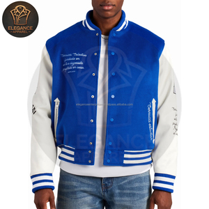 Service de personnalisation OEM – Blouson universitaire pour homme en toile 100 % coton, couleur contrastée blanc-bleu, col montant - Product Image 6