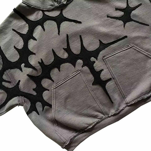 Sweat à capuche unisexe décontracté surdimensionné en coton mélangé 100 %, effet vieilli, pour l'hiver, avec broderie épaisse et sérigraphie, fabriqué sur mesure - Product Image 3