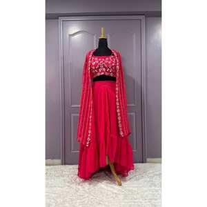 Ropa de fiesta de diseñador para mujer, parte inferior superior y hermoso conjunto de encogimiento de hombros - Product Image 5