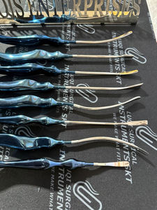 Juego de 8 disecciónes endoscópicas manuales Daniel para frente y lifting facial, mango azul, acero inoxidable alemán, para cirugía plástica facial - Product Image 4