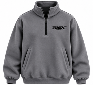Gray Winter Half Zip Fleece <b>Hoodie</b> <b>Men</b> Regular Fit Pullover Sweatshirt Front Zipper Pocket 100% Polyester for <b>Running</b> Jogging - Product Image 6