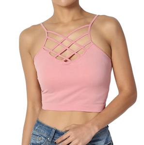 Nuevo Diseño Moderno, Top Corto Sin Costuras con Textura Acanalada y Resistente a las Arrugas para Mujer, Yoga, Gimnasio, Fitness, Logotipo Frontal Personalizado, Venta al Por Mayor, Running, Entrenamiento - Product Image 3