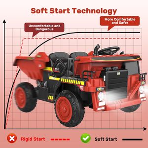 ANPABO 12V Ride On Dump Truck with <b>Remote</b> Control, Electric Dump Bed, Shovel & Safety <b>Key</b> Start - Product Image 2