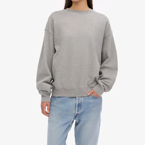 Sweat-shirt unisexe à col rond surdimensionné, couleur unie, 100% coton, tissu molletonné français, vêtement décontracté pour l'automne, coupe classique - Product Image 1