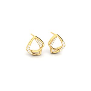 Boucles d'oreilles clous géométriques abstraites en argent 925 plaqué or rose, serties de micro-cristaux de zirconium étincelants, bijoux fins modernes pour femmes, cadeau - Product Image 5
