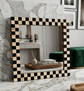 Premium Modern Handmade Custom Chess Design <b>Square</b> <b>Mirror</b> Wall Art for Home & Office Decoration Wedding Occasion - Product Image 3