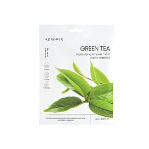 RENOBLE Green <b>Tea</b> Facial Sheet Pack Moisturizing 22ML Ampule from Korea CEJ BEAUTY for Dry Skin Collagen <b>Infused</b> Face Body Use - Product Image 1
